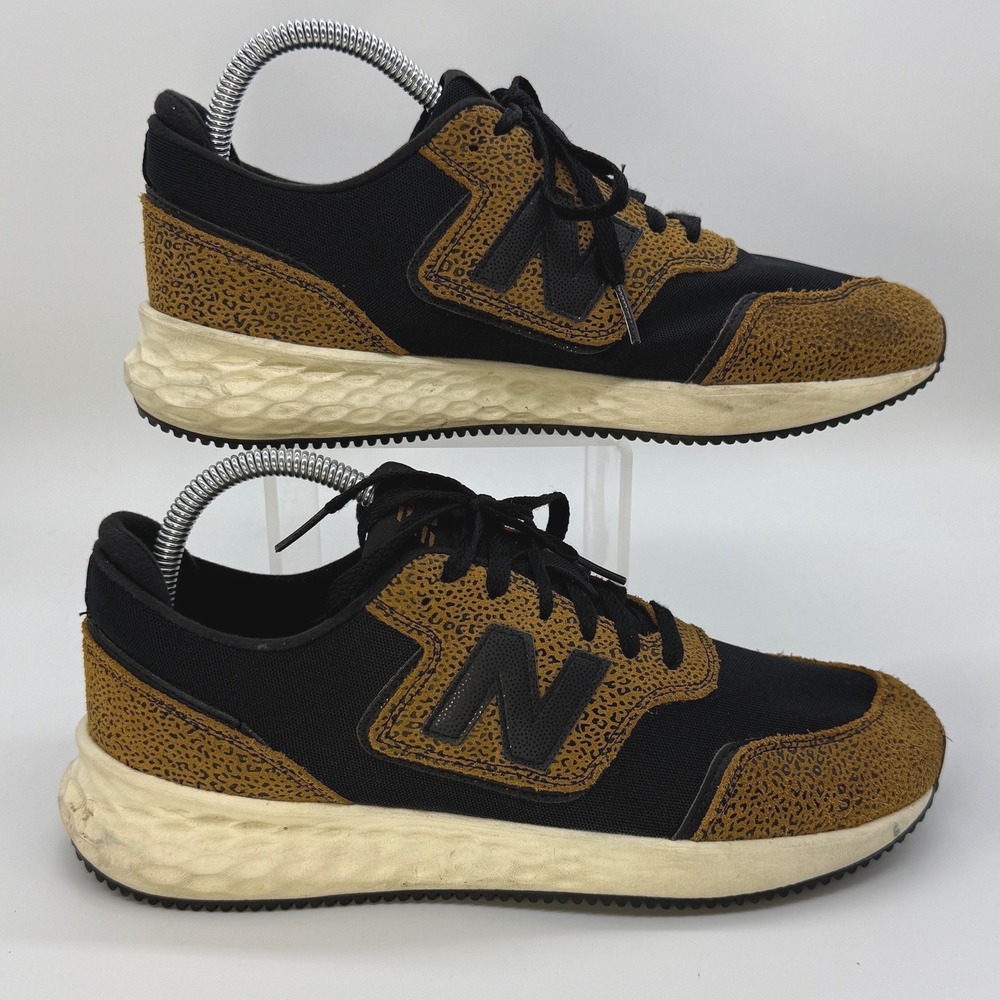 New Balance X-70 Sneakers Women 10 Black Tan Cheetah Animal Print Fresh Foam
